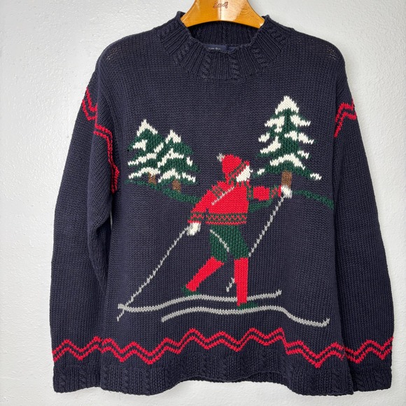 Vintage‎ Eagle's Eye Nordic Ski Sweater XL Unisex Wool Ramie Cabin Core